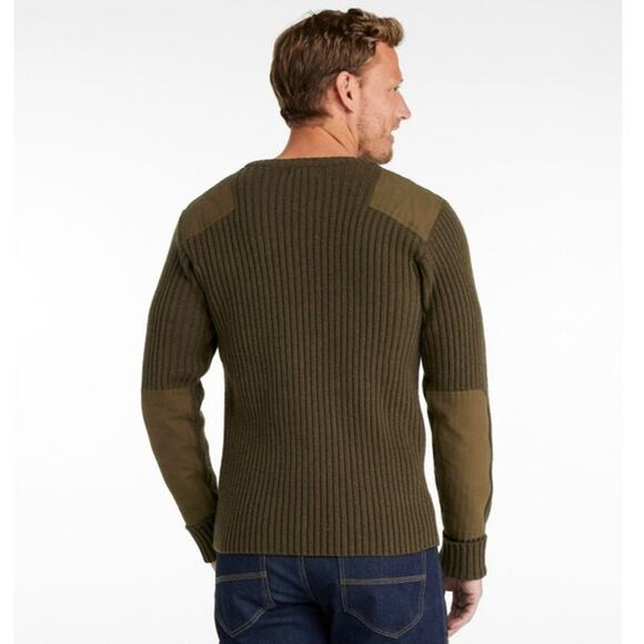 L.L.Bean Commando Sweater Mens XL Deep Woods Green Merino Wool Crewneck Casual - Picture 7 of 8